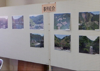 事例紹介と銘打って森林整備した現地の山林写真を10枚展示