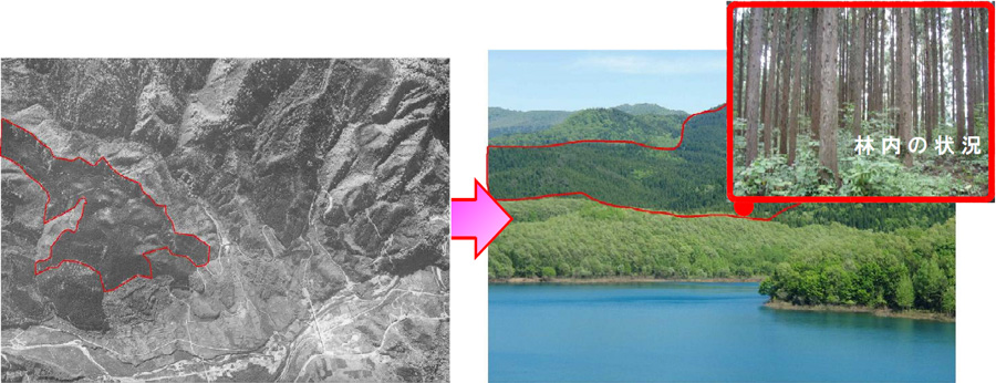 昭和63年当時（水没前）と現在（平成22年）の比較写真