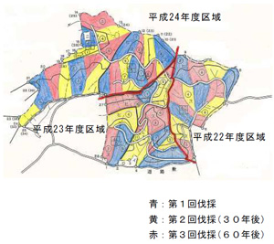 複層林誘導伐伐区計画図の写真