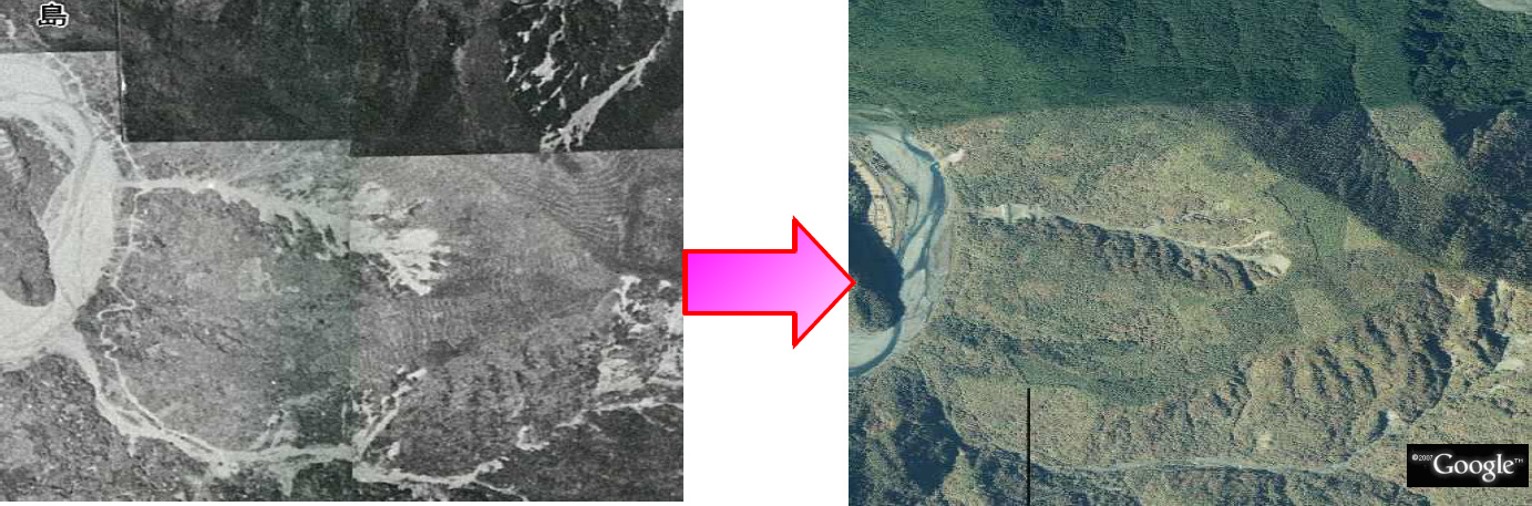 植栽前（昭和40年頃）と現在（平成23年）の比較写真