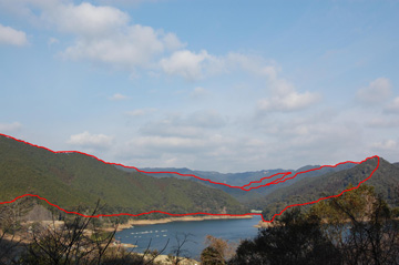 鶴田ダム(大鶴湖)と水源林造成事業地の写真